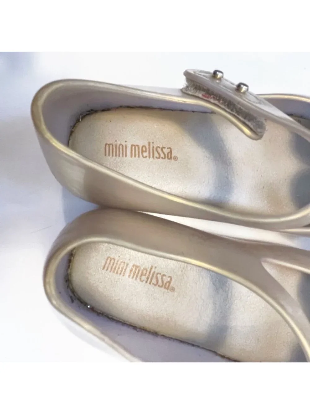 Mini Melissa Gold Ultra Girl Flower Jelly Flats, Size 9